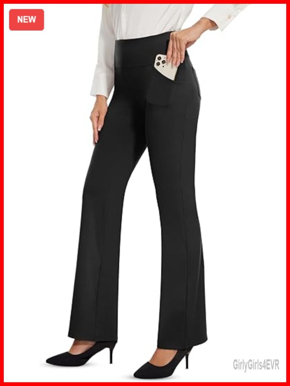 High Waisted Bootcut Flare Pants with Pockets, Tummy Control Dress Pants